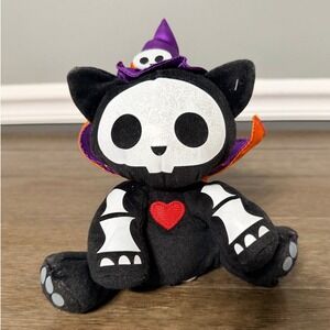 Skelanimals Kit‎ the Cat Halloween Witch Plush Skeleton Cat Purple Hat Cape
